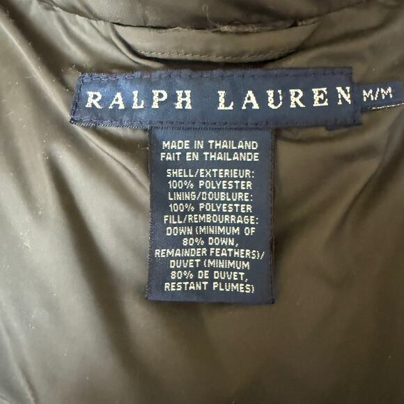 Womens Ralph Lauren Olive Green Down Puffer vest - army - military - size M - Picture 12 of 12